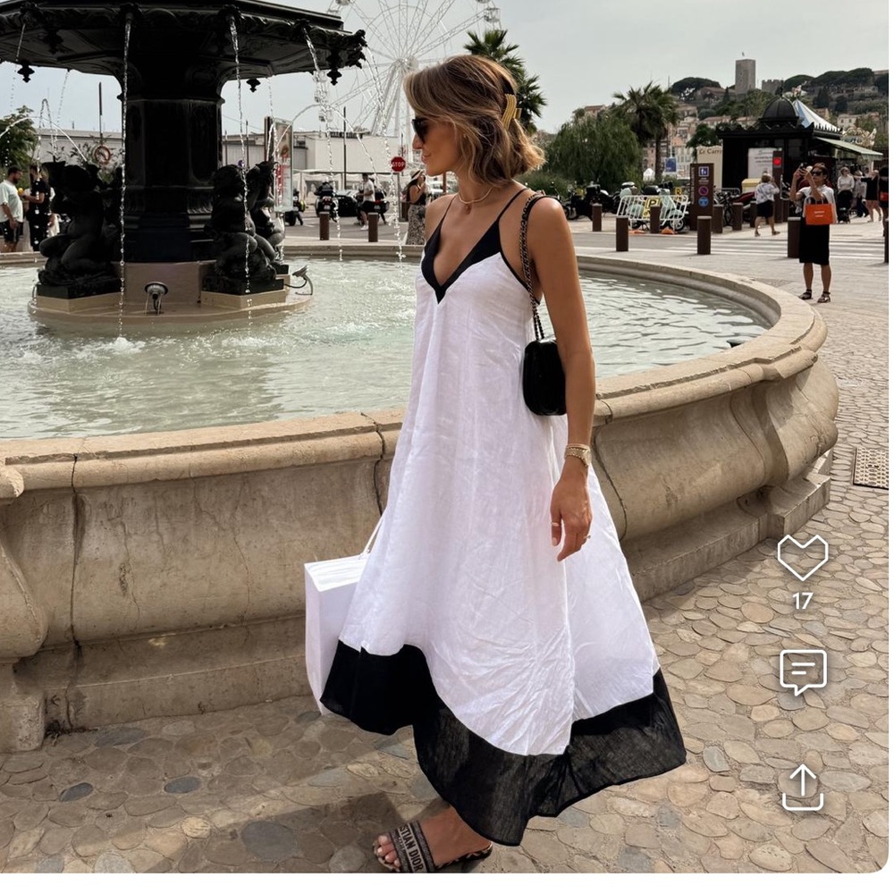 Reiss white and black midi dress